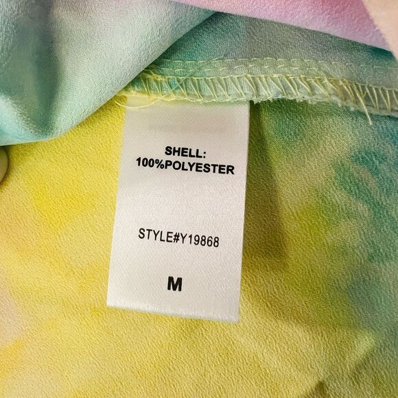 DO + BE Tank Top Medium Rainbow Sherbet Silky Flowy Y2K Festival Streetwear Club - Picture 8 of 8